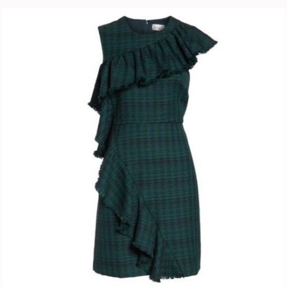 NWT Chelsea28 Ruffle Detail Plaid Sheath Dress Size 10 - Picture 2 of 16
